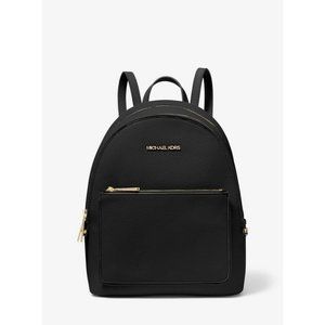 Michael Kors ADINA Black Pebbled Leather Medium Backpack